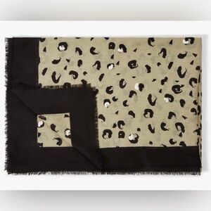 Katie Loxton Metallic Foil Olive + Silver Leopard 🐆 Print Scarf